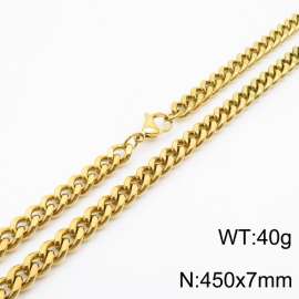 450×7mm European and American hip-hop style double-sided polished Cuban chain stainless steel men's necklace