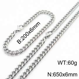 Hip Hop Versatile Double sided Grinding Cuban Chain Men's and Women's Bracelet Necklace 2-piece Set