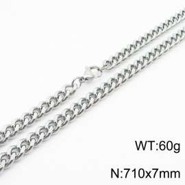 710×7mm European and American hip-hop style double-sided polished Cuban chain stainless steel men's necklace