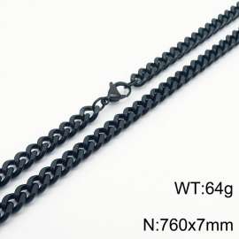 760×7mm European and American hip-hop style double-sided polished Cuban chain stainless steel men's necklace