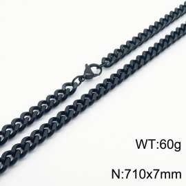 710×7mm European and American hip-hop style double-sided polished Cuban chain stainless steel men's necklace