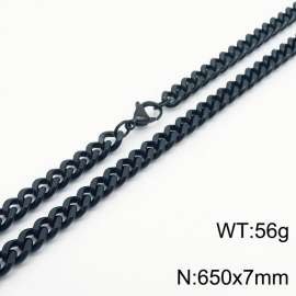 650×7mm European and American hip-hop style double-sided polished Cuban chain stainless steel men's necklace