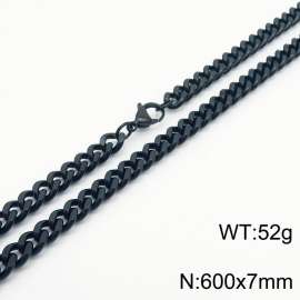 600×7mm European and American hip-hop style double-sided polished Cuban chain stainless steel men's necklace