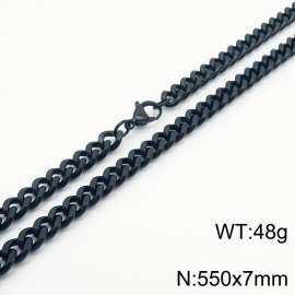 550×7mm European and American hip-hop style double-sided polished Cuban chain stainless steel men's necklace