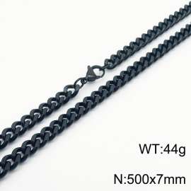 500×7mm European and American hip-hop style double-sided polished Cuban chain stainless steel men's necklace