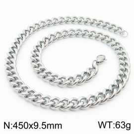450x9.5mm Stainless Steel twist cuban chain silver color necklace for men women