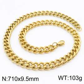 710x9.5mm Stainless Steel twist cuban chain gold color necklace for men women