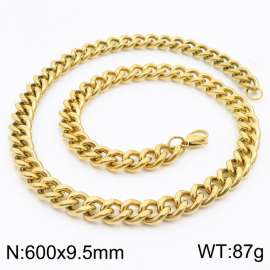 600x9.5mm Stainless Steel twist cuban chain gold color necklace for men women