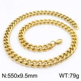 550x9.5mm Stainless Steel twist cuban chain gold color necklace for men women