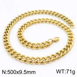 500x9.5mm Stainless Steel twist cuban chain gold color necklace for men women