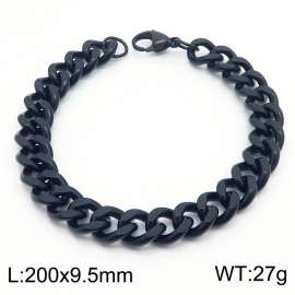 200x9.5mm twist cuban chain balck Stainless Steel bracelet for men women