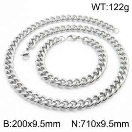 9.5mm stainless steel jewelry sets for men women twist cuban chain bracelet & necklace