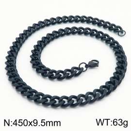 450x9.5mm Stainless Steel twist cuban chain black necklace for men women