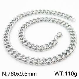 760x9.5mm Stainless Steel twist cuban chain silver color necklace for men women