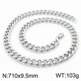 710x9.5mm Stainless Steel twist cuban chain silver color necklace for men women