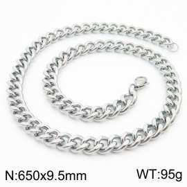 650x9.5mm Stainless Steel twist cuban chain silver color necklace for men women