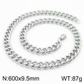 600x9.5mm Stainless Steel twist cuban chain silver color necklace for men women