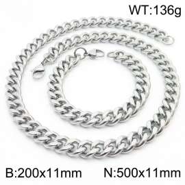 11mm stainless steel  jewelry sets  for men punk cuban chain bracelet & necklace
