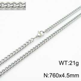 760x4.5mm Cuban Chain Silver Color Fashion Jewelry Stainless Steel Link Choker Necklaces