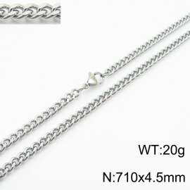 710x4.5mm Cuban Chain Silver Color Fashion Jewelry Stainless Steel Link Choker Necklaces