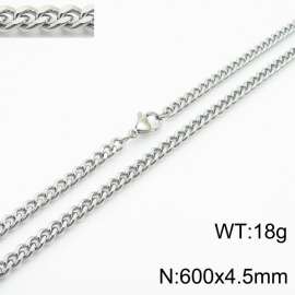 600x4.5mm Cuban Chain Silver Color Fashion Jewelry Stainless Steel Link Choker Necklaces