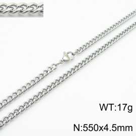 550x4.5mm Cuban Chain Silver Color Fashion Jewelry Stainless Steel Link Choker Necklaces