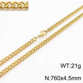760x4.5mm Cuban Chain 18k Gold Jewelry Stainless Steel Link Choker Necklace Fashion Gift
