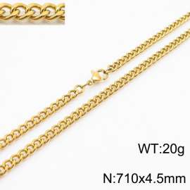 710x4.5mm Cuban Chain 18k Gold Jewelry Stainless Steel Link Choker Necklace Fashion Gift
