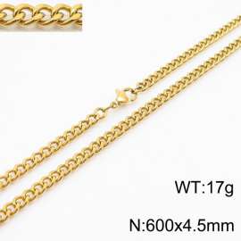 600x4.5mm Cuban Chain 18k Gold Jewelry Stainless Steel Link Choker Necklace Fashion Gift