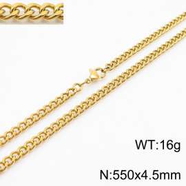 550x4.5mm Cuban Chain 18k Gold Jewelry Stainless Steel Link Choker Necklace Fashion Gift