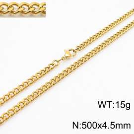 500x4.5mm Cuban Chain 18k Gold Jewelry Stainless Steel Link Choker Necklace Fashion Gift