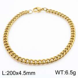 200mm Cuban Chain Bracelet 18K Gold Plated Stainless Steel Cuff Bracelets