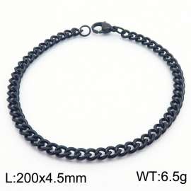 200mm Cuban Chain Bracelet 18K Black Plated Stainless Steel Cuff Bracelets