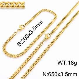 Wholesale Simple 18k Gold Vine Chain Stainless Steel Necklace Bracelet Fashion Jewelry Sets