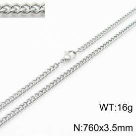 760x3.5mm Cuban Chain Silver Color Fashion Jewelry Stainless Steel Link Choker Necklaces