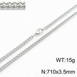 710x3.5mm Cuban Chain Silver Color Fashion Jewelry Stainless Steel Link Choker Necklaces