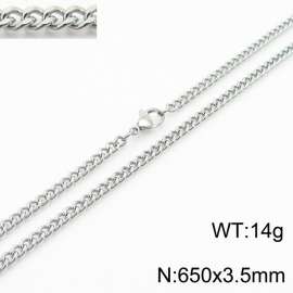 650x3.5mm Cuban Chain Silver Color Fashion Jewelry Stainless Steel Link Choker Necklaces