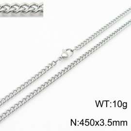 450x3.5mm Cuban Chain Silver Color Fashion Jewelry Stainless Steel Link Choker Necklaces