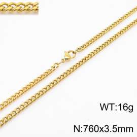 760x3.5mm Cuban Chain 18k Gold Jewelry Stainless Steel Link Choker Necklace Fashion Gift