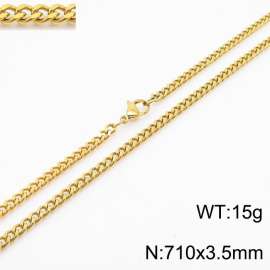 710x3.5mm Cuban Chain 18k Gold Jewelry Stainless Steel Link Choker Necklace Fashion Gift