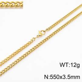 550x3.5mm Cuban Chain 18k Gold Jewelry Stainless Steel Link Choker Necklace Fashion Gift