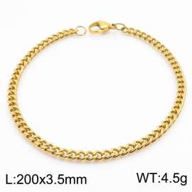 200mm Cuban Chain Bracelet Homme 18K Gold Plated Stainless Steel Cuff Bracelets