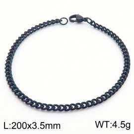 200mm Cuban Chain Bracelet Homme 18K Black Plated Stainless Steel Cuff Bracelets