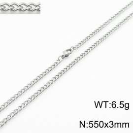 European and American stainless steel trend 550 × 3mm double-sided grinding chain lobster buckle fashion versatile silver necklace