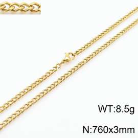 European and American stainless steel trend 760 × 3mm double-sided grinding chain lobster buckle fashion versatile gold necklace