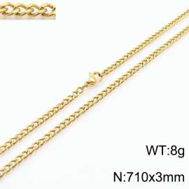 European and American stainless steel trend 710 × 3mm double-sided grinding chain lobster buckle fashion versatile gold necklace