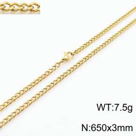 European and American stainless steel trend 650 × 3mm double-sided grinding chain lobster buckle fashion versatile gold necklace