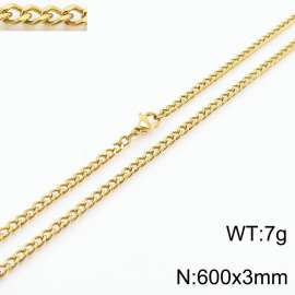 European and American stainless steel trend 600 × 3mm double-sided grinding chain lobster buckle fashion versatile gold necklace