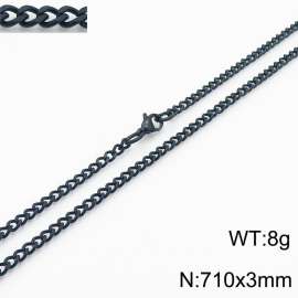 European and American stainless steel trend 710 × 3mm double-sided grinding chain lobster buckle fashion versatile black necklace