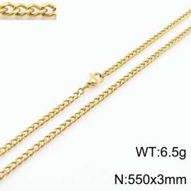 European and American stainless steel trend 550 × 3mm double-sided grinding chain lobster buckle fashion versatile gold necklace